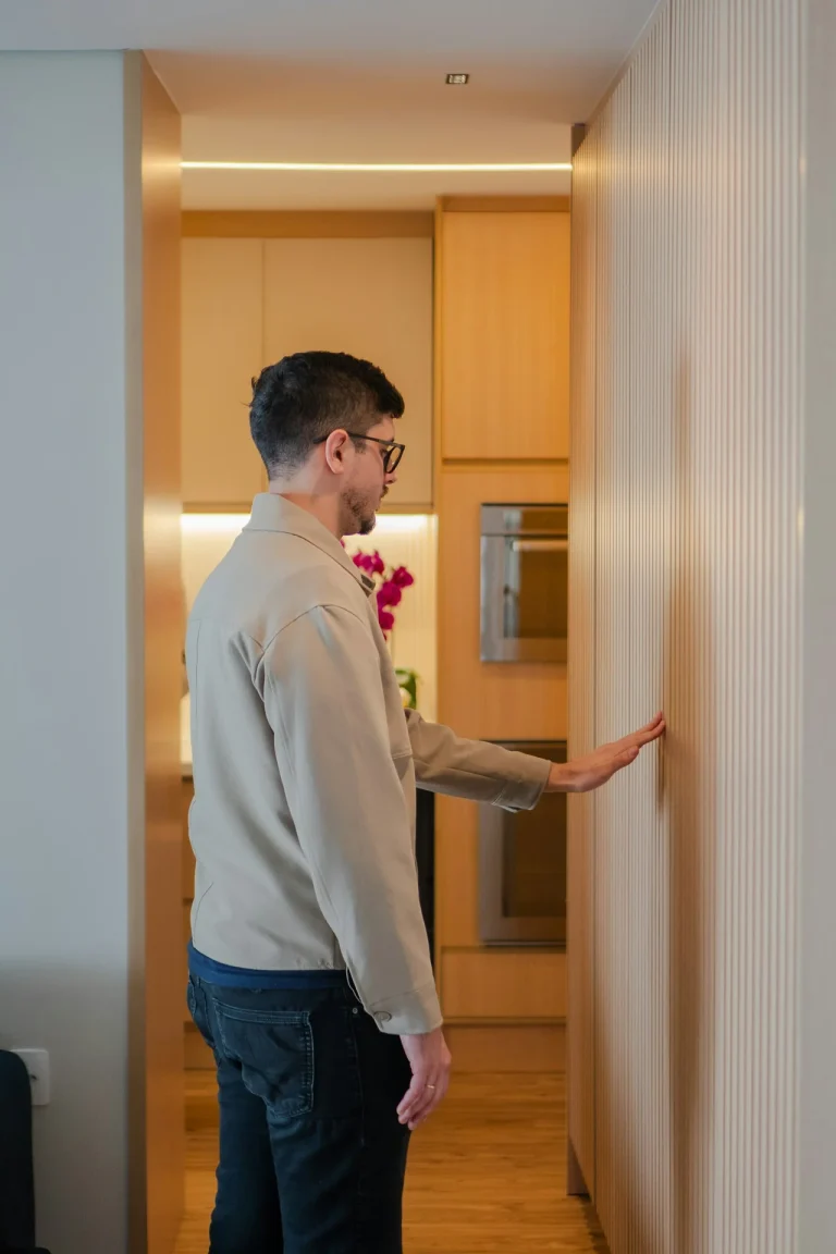 man touching wooden wall modern kitchen background illustrating 5 sleep supplement claims that don't hold up
